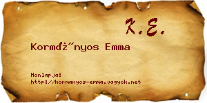 Kormányos Emma névjegykártya
