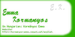 emma kormanyos business card